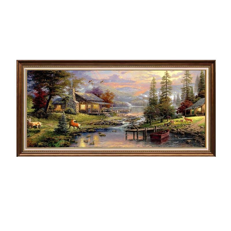 欧式古典山水聚宝盆m风景油画画心壁画无框画横版画芯贴画自粘贴,家居饰品,现代装饰画,淘宝优惠券,粉丝福利购,淘宝优惠卷