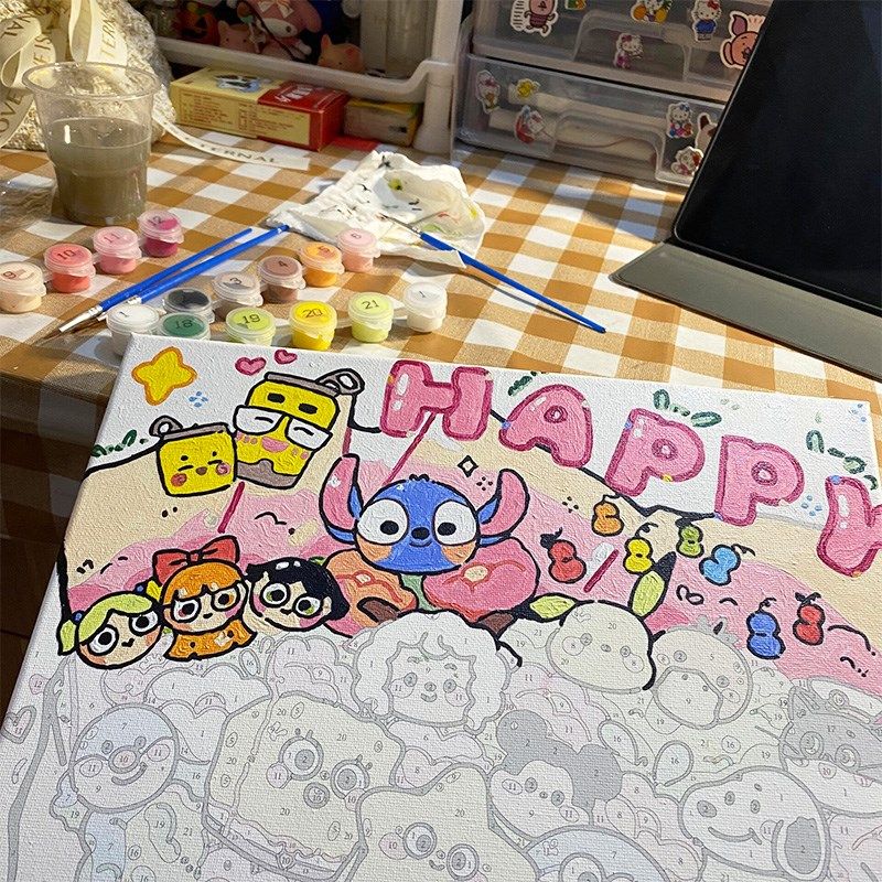 萌宠卡通花束0基础diy数字油画手绘油彩L画丙烯填充减压家居装饰,家居饰品,DIY/数字油画,淘宝优惠券,粉丝福利购,淘宝优惠卷