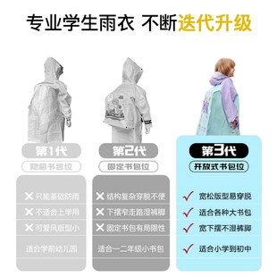 儿童雨衣幼儿园小学生男孩女孩加大帽檐上学专Q用带书包位长款雨