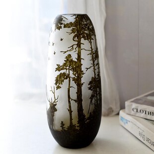 精选挪威的森林 手工雕刻葛蕾玻璃艺术花瓶家居装饰品摆件