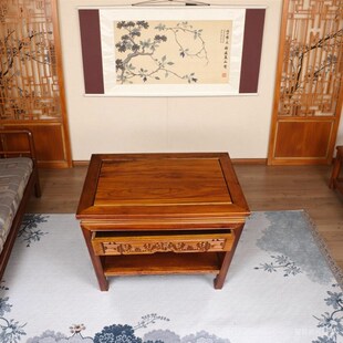 精选全实木中式带抽屉沙发边几角几整装榫卯鱼缸架奇石方桌客厅小