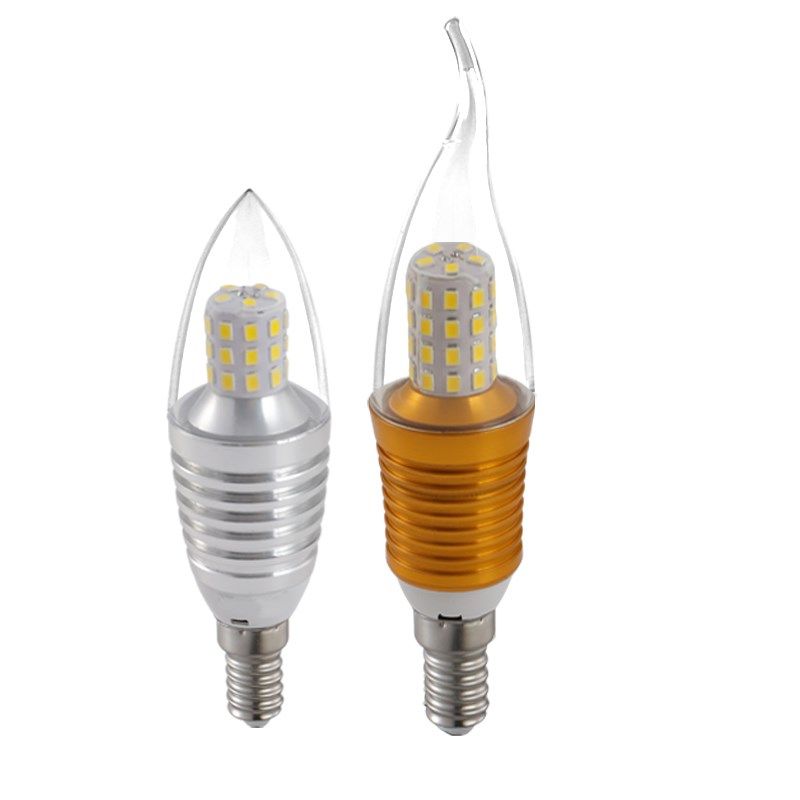 e14小螺口led灯泡e27节能蜡烛尖泡5W7W9W12W拉尾水晶吊灯家用暖白