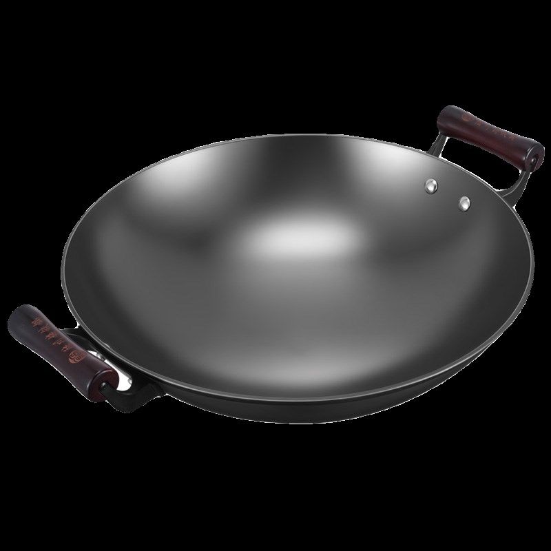 精选已开锅陆川铁锅二代无涂层双耳生铁锅家用炒菜锅老式铸铁圆底