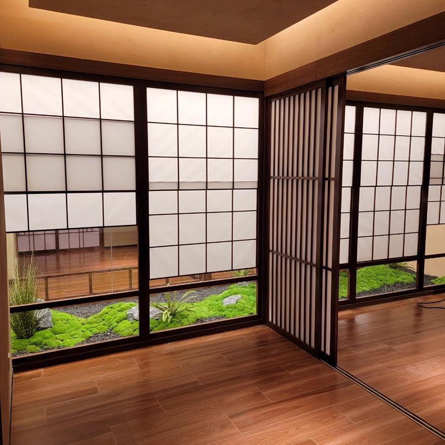 日式雪见门窗包厢屏风隔断推拉茶室实木花格榻榻米格栅障子门定制