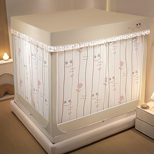 精选A类加密T+U型全底坐床遮光帘蚊帐卧室防摔三开门回底拉链防尘