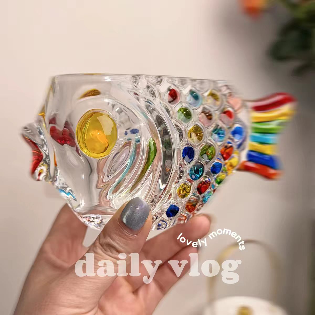 炫彩彩色玻璃花瓶小鱼多肉花盆