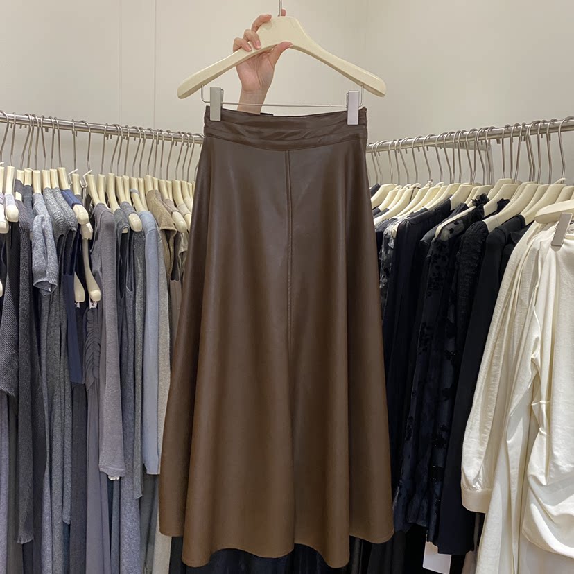 【实体店同步】秋上新PU皮复古半身裙