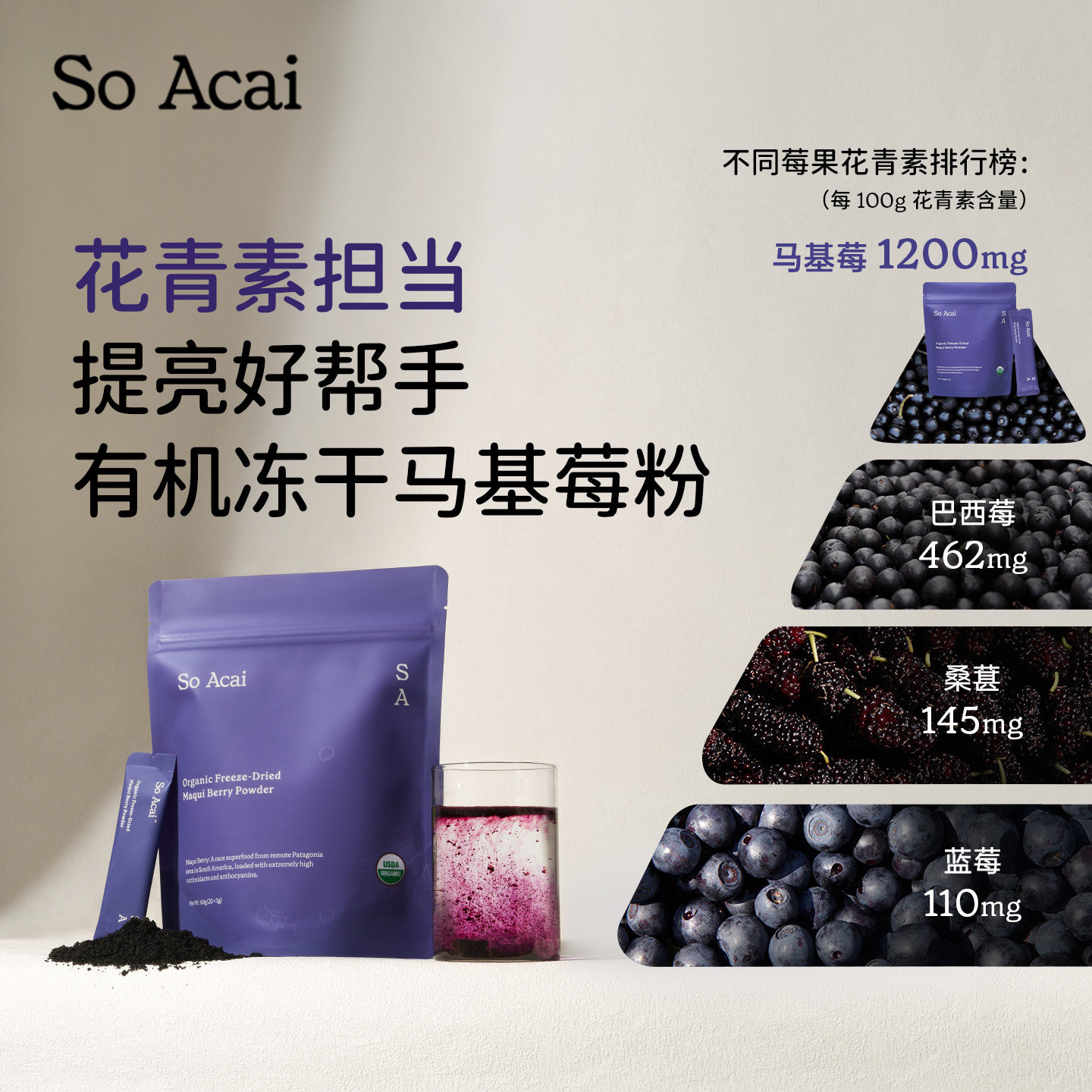 soacai有机冻干马基莓粉高花青素
