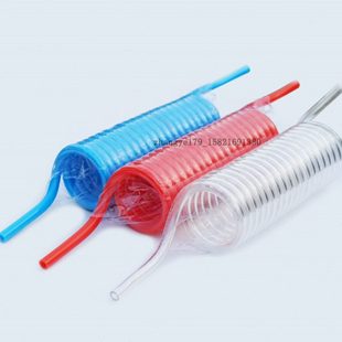橘红色 PU弹簧气管软管 蓝色 外径6mm透明白 伸缩管螺旋气管 黑色