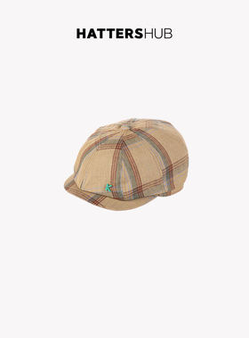 2025新款复古格纹前进帽女春夏款大头围反戴贝雷帽报童帽子