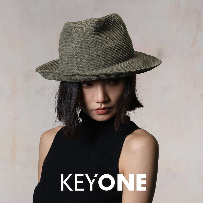 KEYONE2025新款秋冬新款毛呢帽可折叠凹造型大檐爵士帽男女同款