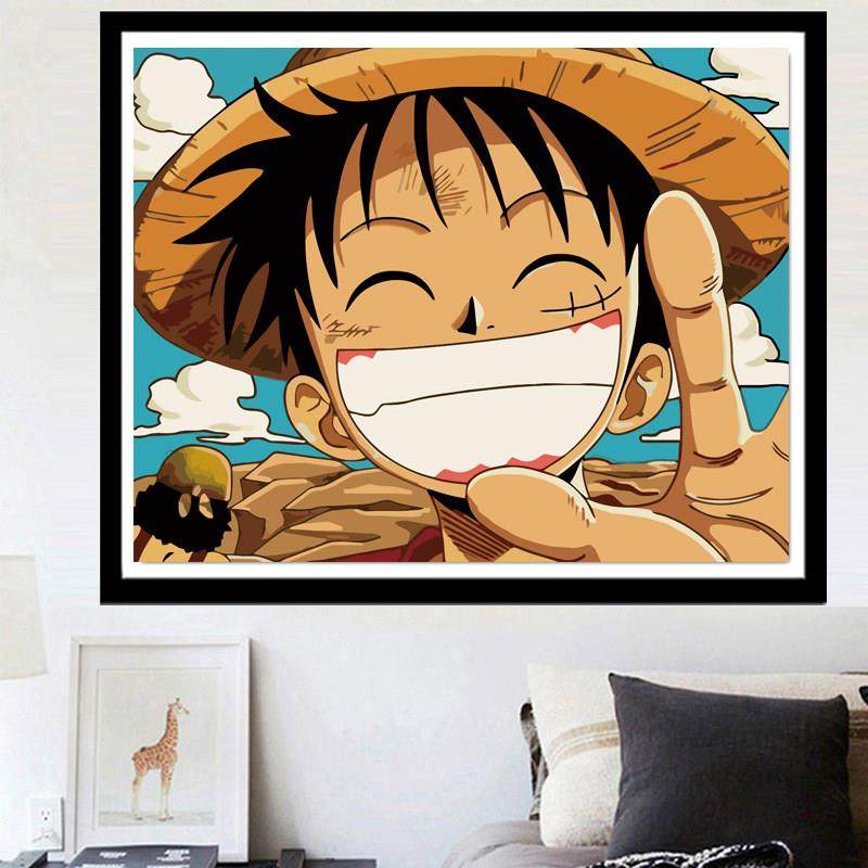 卡通动漫钻石画满钻新款2024海贼王路飞简单小幅点贴钻十字绣卧室,居家布艺,钻石绣,淘宝优惠券,粉丝福利购,淘宝优惠卷