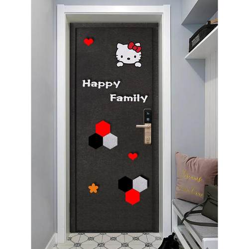 毛毡门贴纸自粘防盗门入户门改造旧木门创意翻新改色北欧装饰隔音