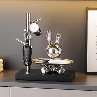 创意招财兔子钥匙收纳托 托盘摆件玄关客厅入户家居装饰乔迁新居
