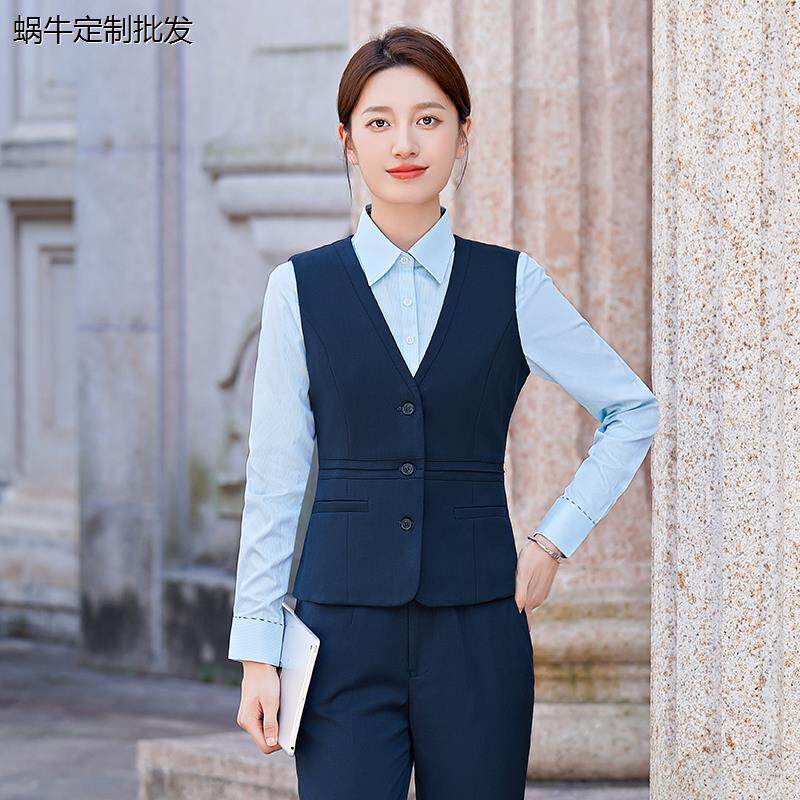 中国邮政工作服女马甲套装邮储工装邮局制服西装马夹裤子套装