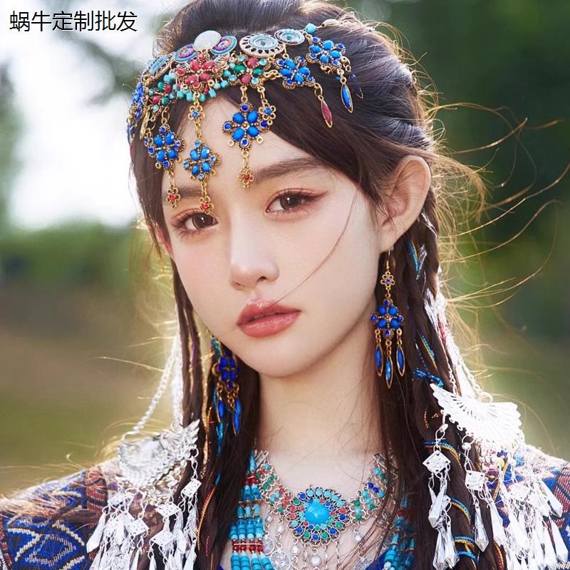 杨同款民族风额饰项链女异域风苗族写真汉服配饰发饰耳环套装
