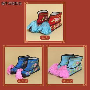 戏曲鞋靴女彩快 轮胎底绣花彩快靴 女打鞋武旦靴子武旦鞋