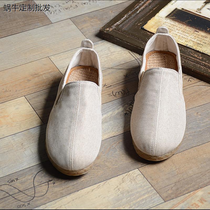 民族风一脚蹬懒人套脚鞋麻布鞋禅修居士鞋僧侣鞋男士汉元素中国风