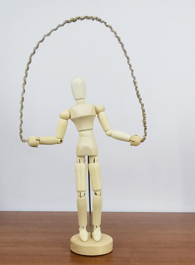 梧棣木人创意木人跳绳运动造型桌面摆件可爱体育人偶装饰