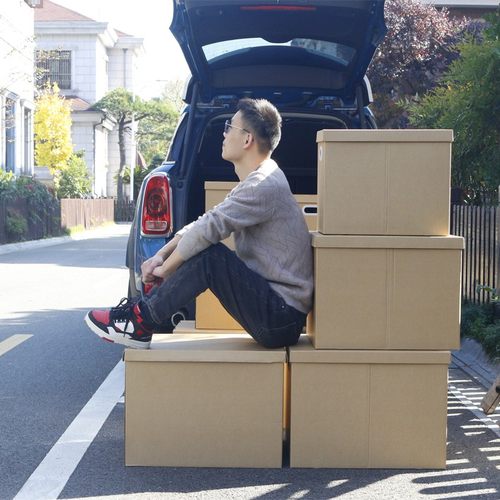 优选纸质牛皮纸折叠式搬家收纳箱家用带盖储物纸箱书本文件杂物整