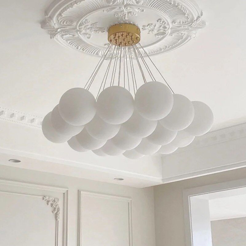 优选法式奶油风客厅吊灯主卧艺术玻璃月球卧室灯泡泡灯气球儿童星