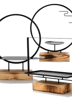 优选新中式铁艺创意托架家居茶馆民宿造景茶壶茶具摆件收纳摆设展