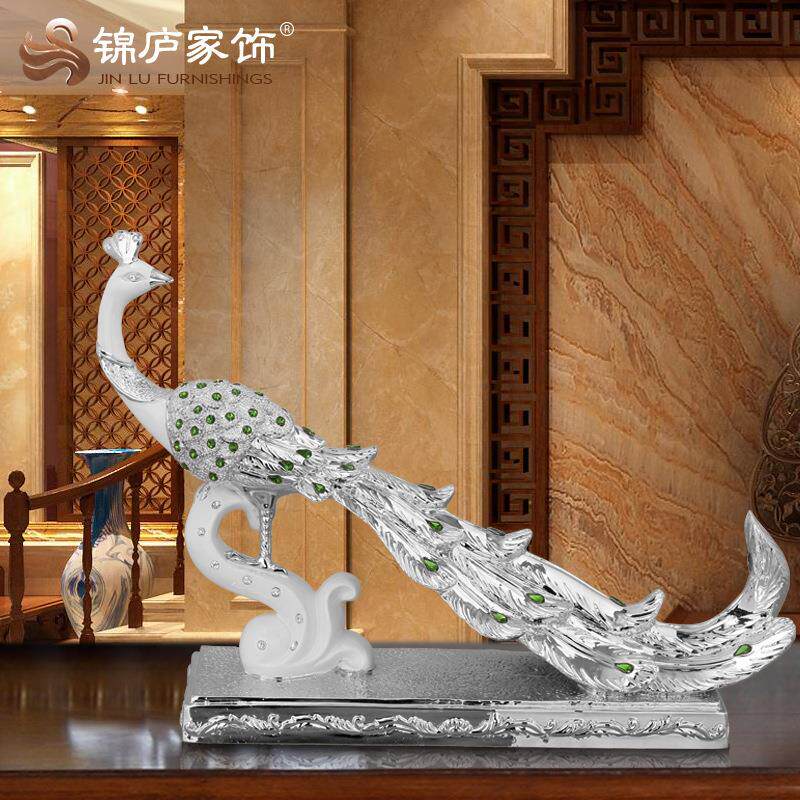 孔雀摆件 欧式树脂客厅玄关创意家居软装饰品时尚家装工艺品礼品
