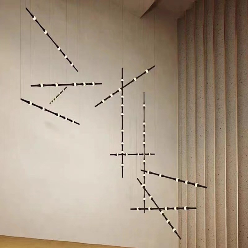 简约卧室床头一字高级感餐厅吊灯展厅样品间别墅复式挑空楼梯灯