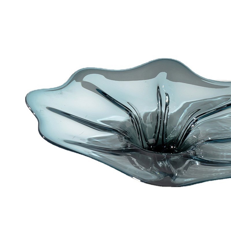 现代轻奢玻璃大果盘设计师客厅茶几摆件样板间软装桌面收纳托盘