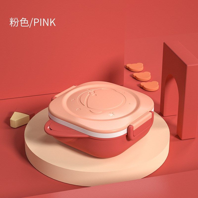 好娃娃不锈钢注水保温餐盒分格宝宝铺食硅胶密封双耳冷热皆