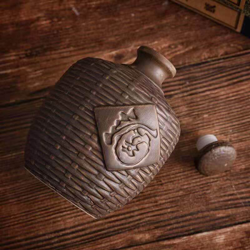 土陶瓷小空酒瓶仿古仿竹编酒壶酒坛子1斤2斤5斤10斤家用