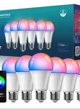 TEMU跨境9/10W五路厂家WiF智能i灯泡七彩alexaGoogle语音控制套装