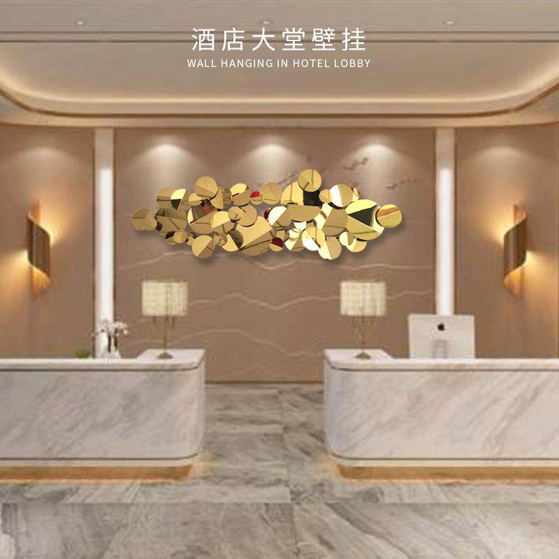 不锈钢金色圆形组合电镀壁挂客厅卧室样板房装抽象软装饰品壁挂