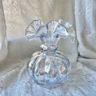 手工瓜瓜玻璃花瓶高级艺术花器摆饰简约家居 亏本中古芬顿复古法式