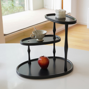 果设中古置物架椭圆三层桌面摆件化妆品首饰收纳架茶杯架生日礼物