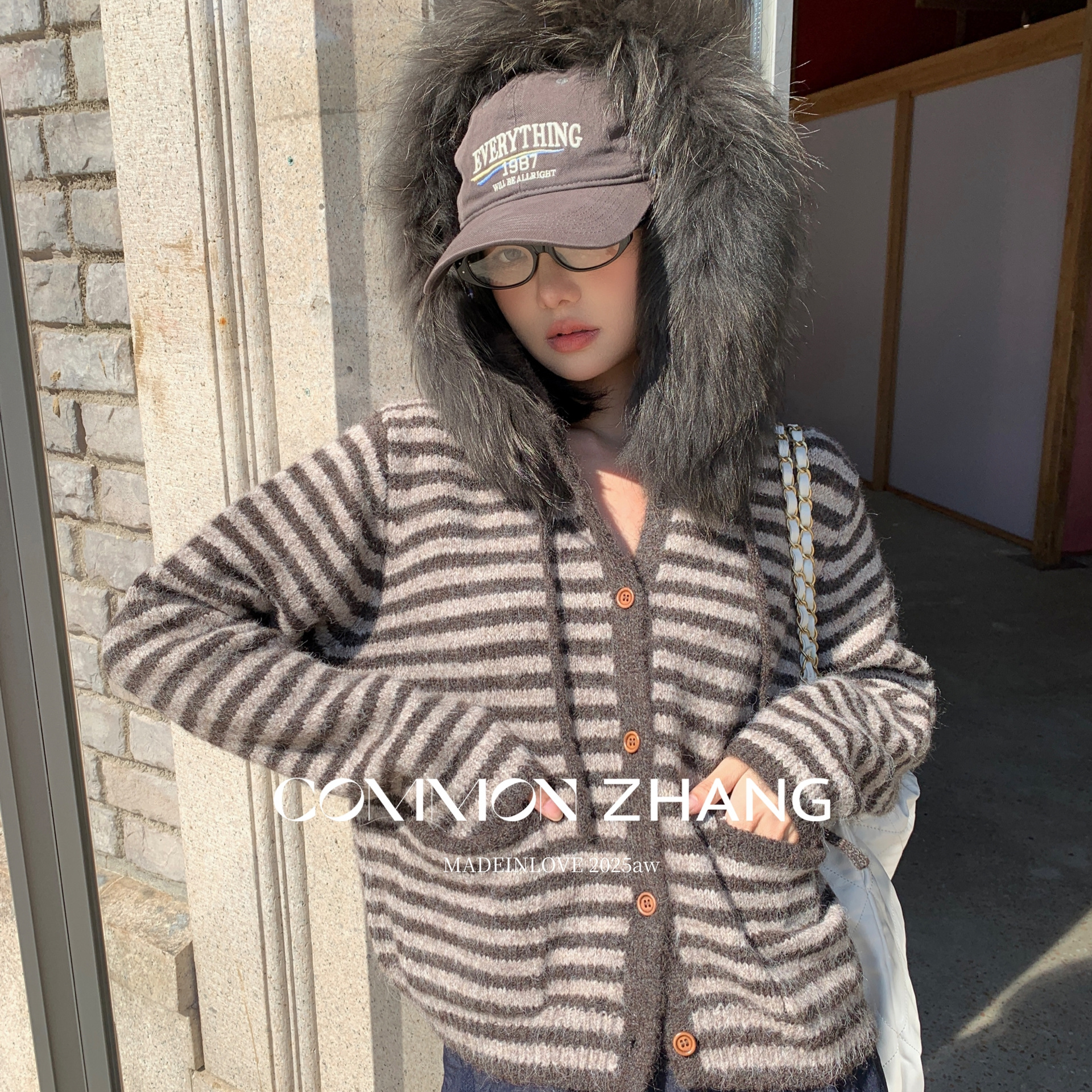 CZ ZHANG-毛织开衫外套女宽松显瘦毛衣(含6羊毛)(毛领可拆)45181