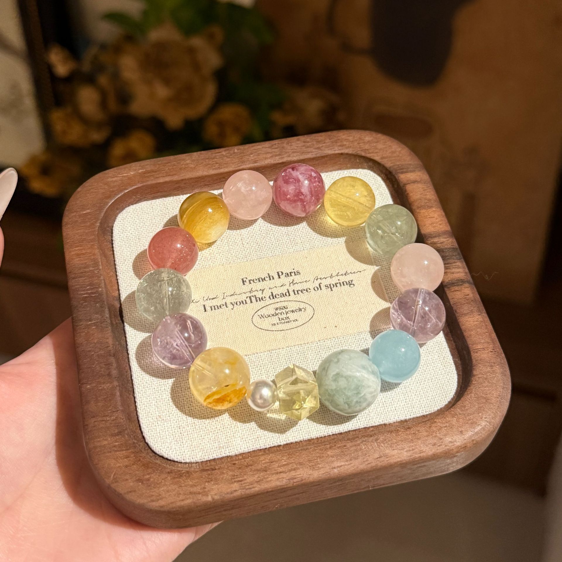 天然紫水晶手串黄胶花多宝招财金锂云母手串生日礼物感串珠手饰
