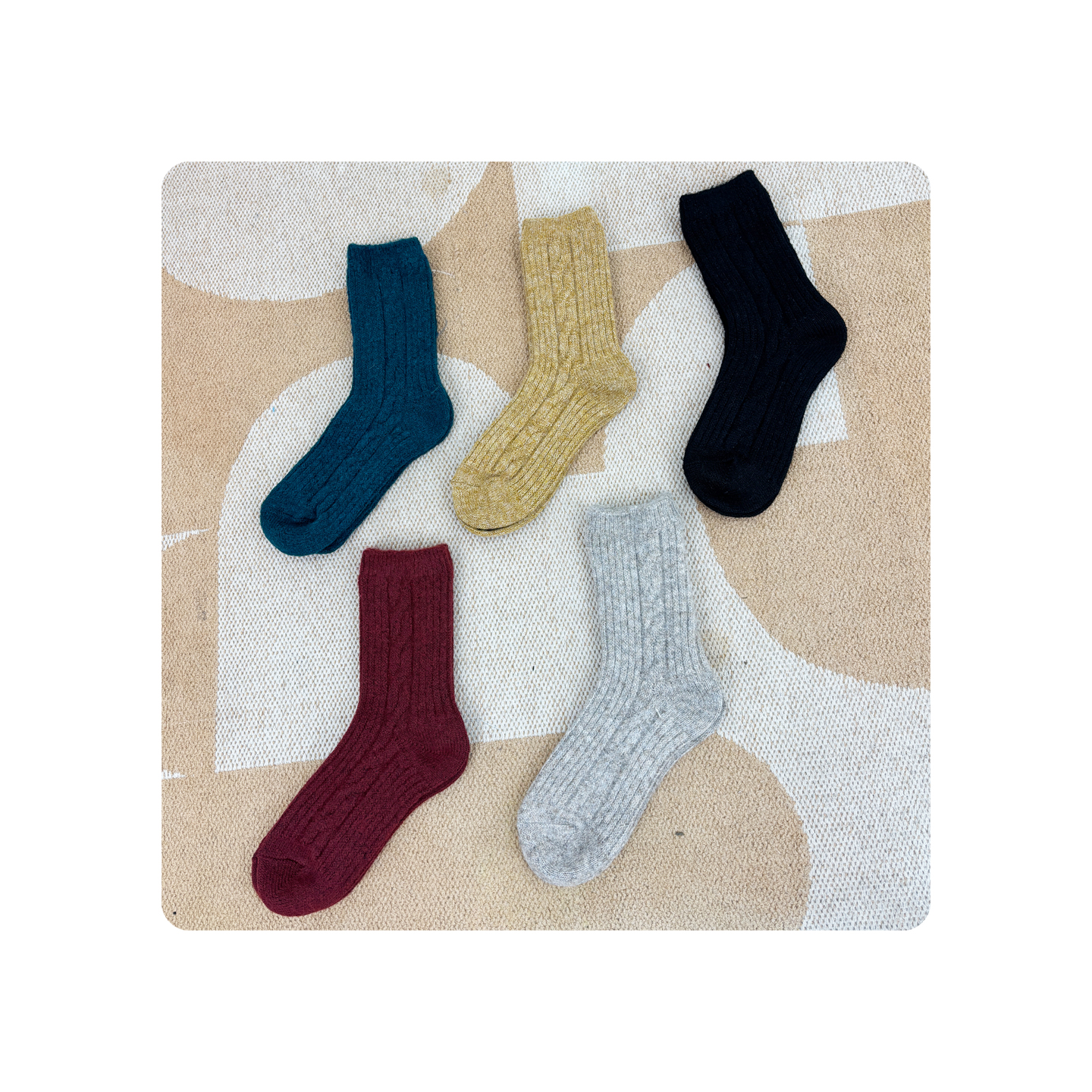 25冬出口单保暖麻花纹中筒袜女加厚款羊毛袜多色袜子厚款