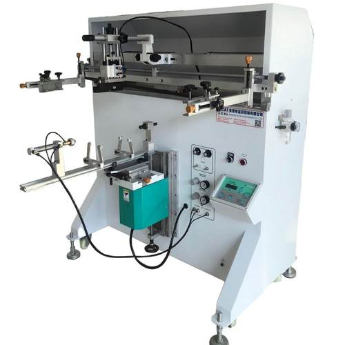 大行程气动圆面丝印机涂料桶化工桶铁盆保温瓶滚筒丝网印刷机