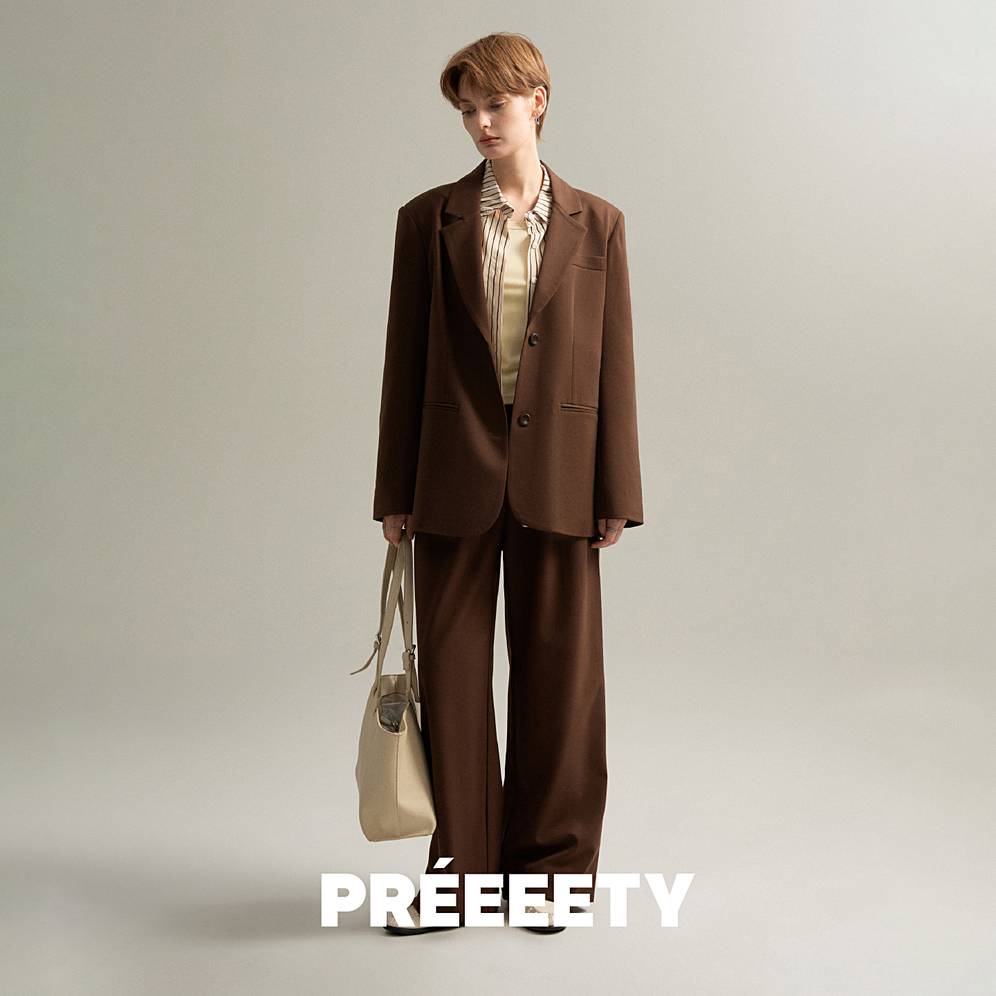 PREEEETY2025秋季西装外套新款纯羊毛棉纯色时尚女士正装西服