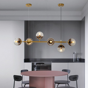 设计师餐厅吊灯后现代简约长条极简玻璃球泡吊灯北欧风格 餐厅灯具