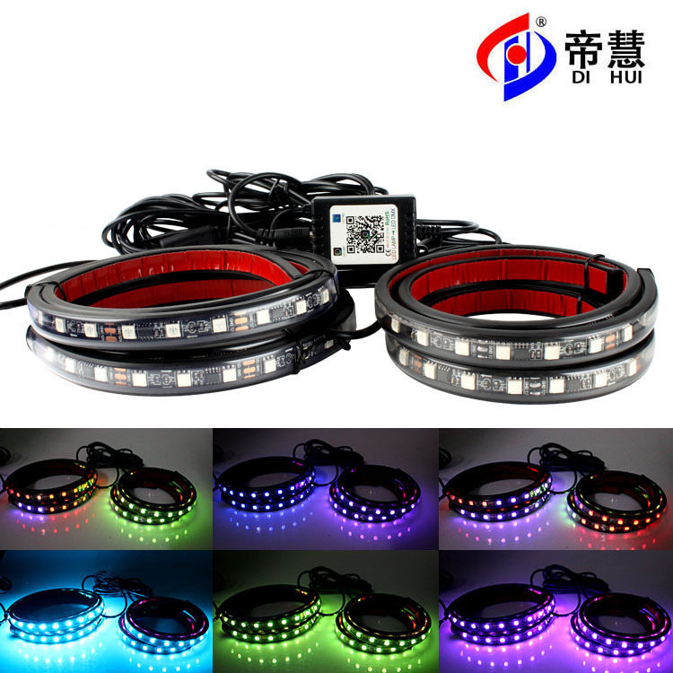 汽车遥控幻彩底盘灯声控APP七彩装饰灯条LED氛围灯带一拖四