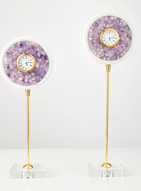 轻奢现代简约紫色水晶石家居摆件样板房客厅电视柜茶几书房装饰品