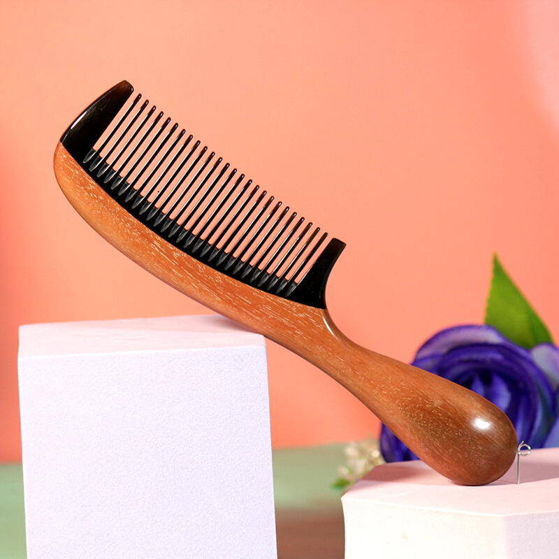 源头厂家美梳阁细齿檀木梳红檀木牛角梳家用美发梳按摩梳子梳批发