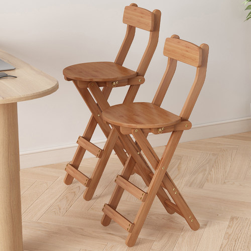 优选折叠椅子高脚凳可携式酒吧饭厅吧台凳靠背收银前台咖啡厅实木