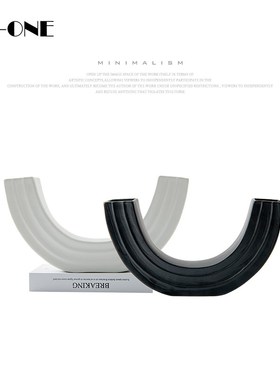 优选极简侘寂风抽象手工陶瓷花瓶花器摆件插花装饰样板房酒柜软装