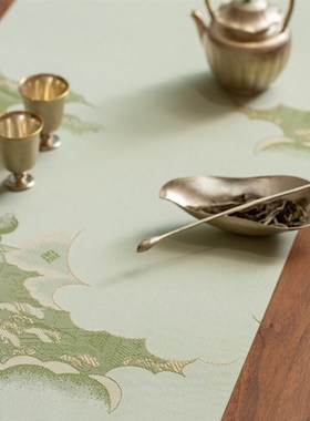 优选归云居 云霞翠轩织锦茶席复古中式茶桌台布垫双面布艺桌旗知