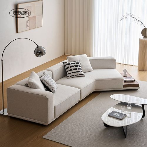 优选曲家意式轻奢极简布艺沙发设计师款简约大户型豪宅客厅地平线