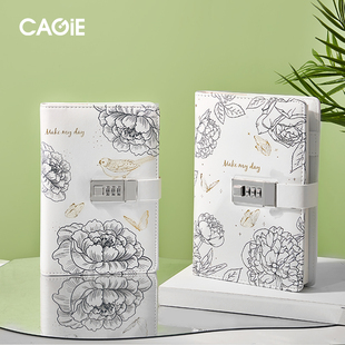 优选卡杰新款密码本创意插页笔记本子少女心手账本带锁日记本小清