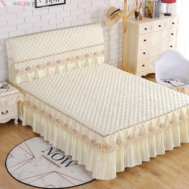优选单件防滑床头罩床裙全套加厚夹棉床罩床笠裙式床垫靠背防尘保